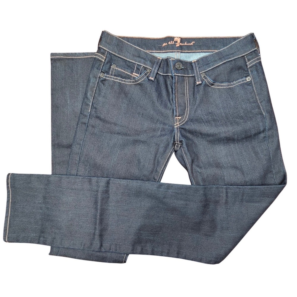 7 For All Mankind Roxanne Jeans Womens 27 Dark Blue Slim Straight Indie Sleaze